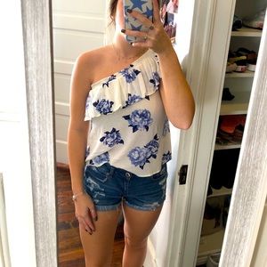 blu pepper off the shoulder shirt